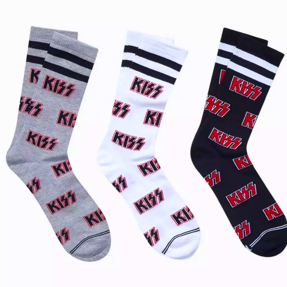 Retro Kiss Logo Crew Socks 3 Pair
